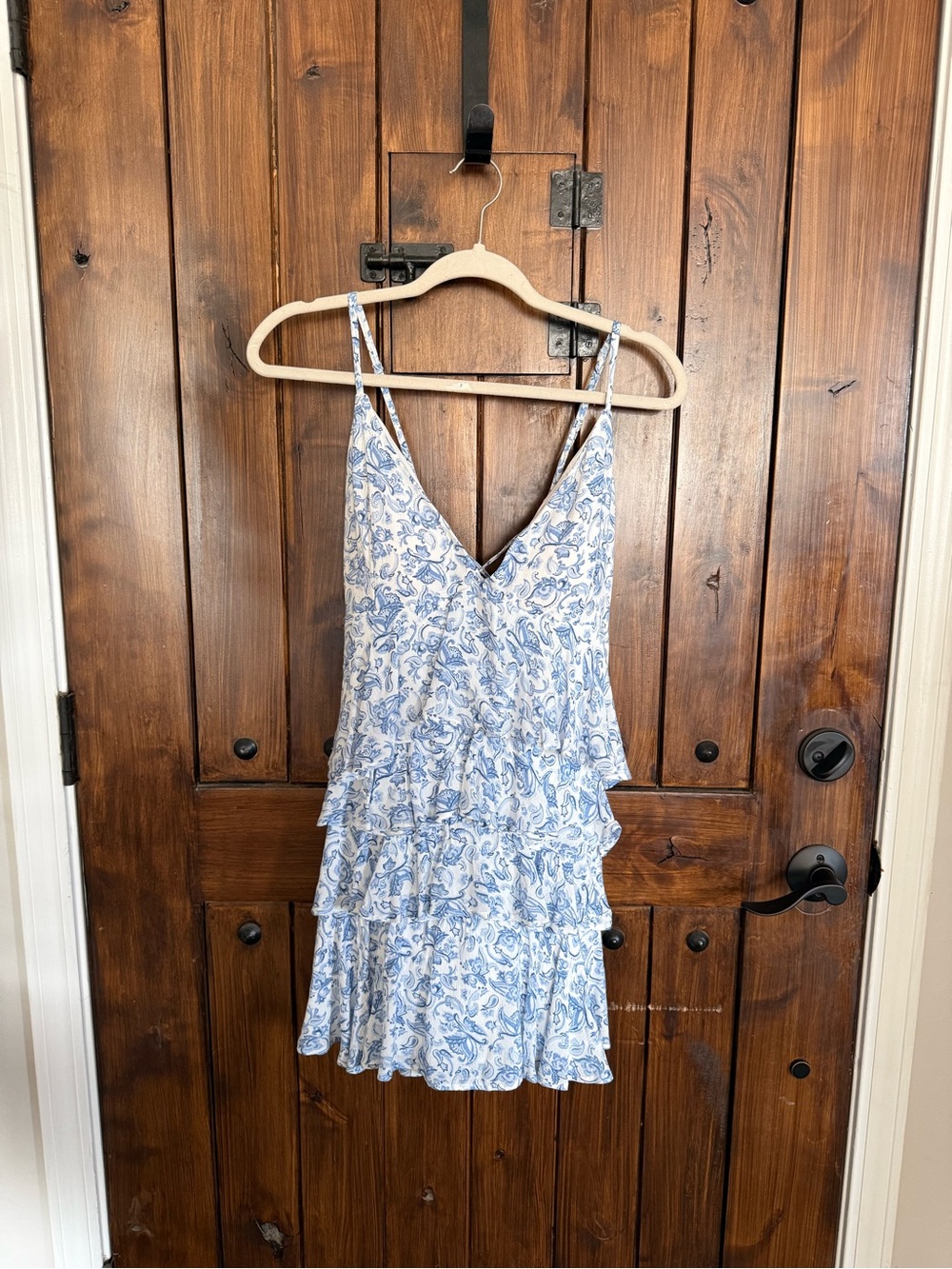 Hollister White Dress with Blue Paisley Print